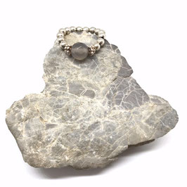 Silber Ring mit Grauquarz Perle