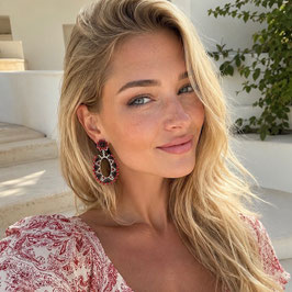 Boho Ohrstecker Malia Rot-Braun-Schwarz-Silber