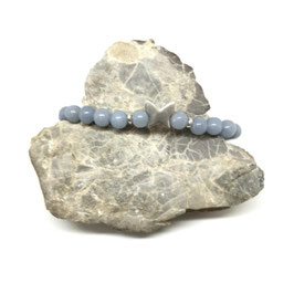 Angelit Armband mit Silber Schmetterling