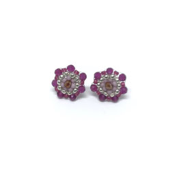 Boho Ohrstecker Kaia Magenta-Altrosa-Silber