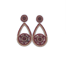 Boho Ohrstecker Marlot Weinrot-Nut-Gold