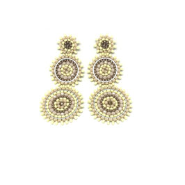 Boho Ohrstecker Manon Gelb-Nut-beige