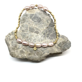 perlen Armband mit Gold Nuggets & Blume