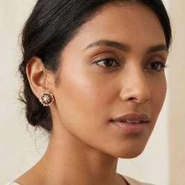 Boho Ohrstecker Kaia Nut-Perle-Schokko-Silber