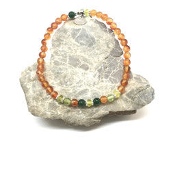 Karneol & Peridot & Jade grün Armband mit Silber Rosetten