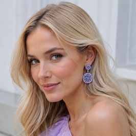Boho Ohrstecker Marlene Flieder-Smaragdgrün