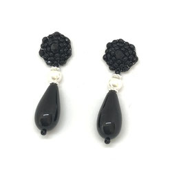 Boho Ohrstecker Kim Black mit Perle