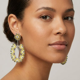 Boho Ohrstecker Malia Grau-gelb-weiss-silber