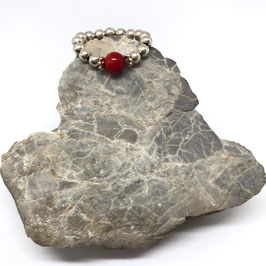 Silber Ring mit Koralle Perle