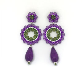 Boho Ohrstecker Anna1 Lila-Peridot-Silber