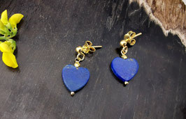 Boucles d'oreilles CORAZON Lapis Lazuli dorées
