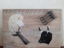CADRE MURAL TRIDENT ET CROCHET