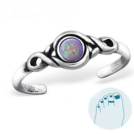 Silver Toe Ring Opal Pink