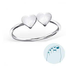 Silver Toe Ring Double Love