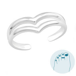 Silver Toe Ring Double V shape silver