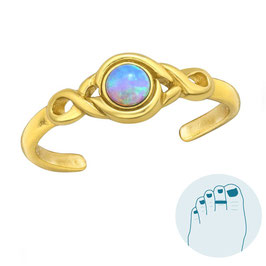 Zilveren Teenring Opal Dream Gold