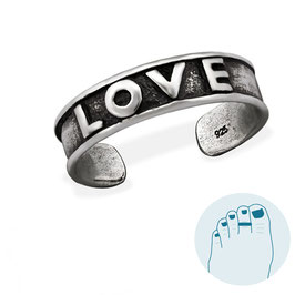 Zilveren Teenring LOVE