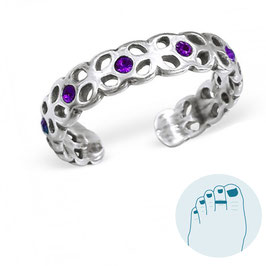 Silver Toe Ring Lianne Purple