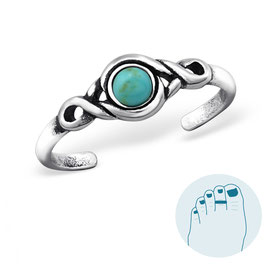 Silver Toe Ring Turquoise Oasis