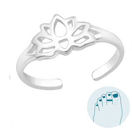 Silver Toe Ring Lotus Flower