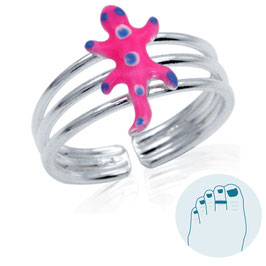 Silver Toe Ring Lizzy Pink