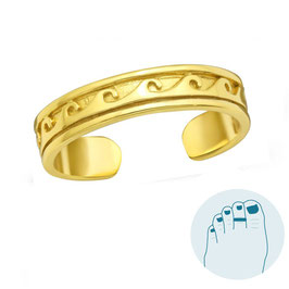 Silver Toe Ring Waves gold