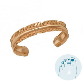 Zilveren Teenring Feather Rosegold