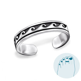 Silver Toe Ring Waves