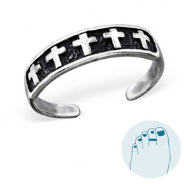 Silver Toe Ring Crosses