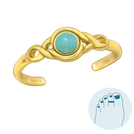 Silver Toe Ring Turquoise Oase Gold