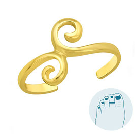 Zilveren Teenring Cimara gold