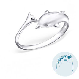 Silver Toe Ring Dolphin