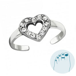 Silver Toe Ring Shiny Heart