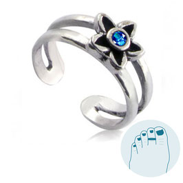 Silver Toe Ring Estee Blue