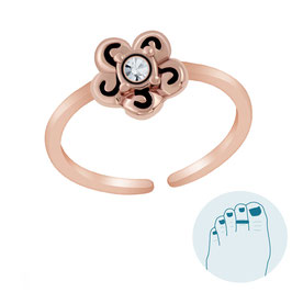 Zilveren Teenring Flory Rosé Gold