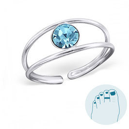 Silver Toe Ring Debrah Blue