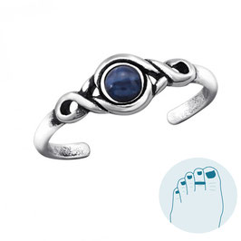 Zilveren Teenring Sodalite