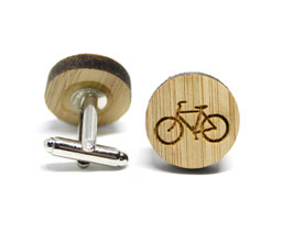Cufflinks aus Bambusholz - Bicycle 19mm Holz Manschettenknöpfe für den Trauzeugen Fahrrad