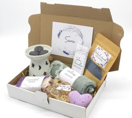 Lavendel BIG Beauty und wellness Box - Personalisierbare Geschenkbox für Sie handgemachte Seife Opalithe Armband Duftstövchen Geschenk Freundin