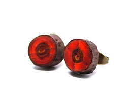 Holzohrstecker Cabochon ROT - 12mm Naturholz Astscheiben