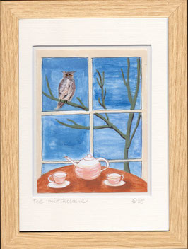 Miniaturmalerei, gerahmt, "Tee mit Rosalie"