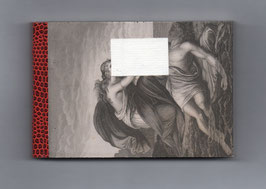 Notizbuch (Unikat, Handheftung) mit historischem Stahlstich auf Vorder- und Rückseite bezogen