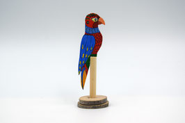 Fröhlicher Vogel auf einer Holzstange, beidseitig bemalt, Akrylmalerei auf Holz (6)