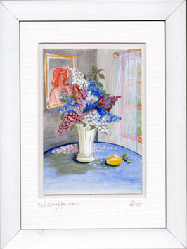 Miniaturmalerei, gerahmt, "Frühlingsfreuden"