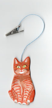 Katze (3), Miniaturmalerei, beidseitig bemalt, Akrylmalerei auf Furnierholz