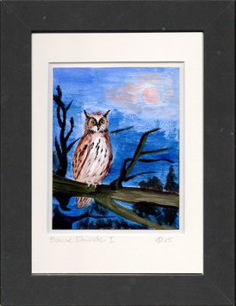 Miniaturmalerei, gerahmt, "Blaue Stunde I"