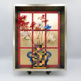 Kastenbild, Vase mit Blumen Nr.1