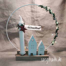 Dekoring "Weihnachtszeit" mit Kerze und Häusl