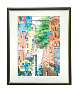 イタリア　ベニスの水路を描いた透明水彩画です。原画ですので１枚限りです。