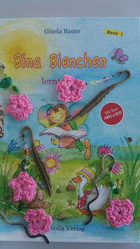 Bina Bienchen Lesezeichen, Blüte aus Wolle